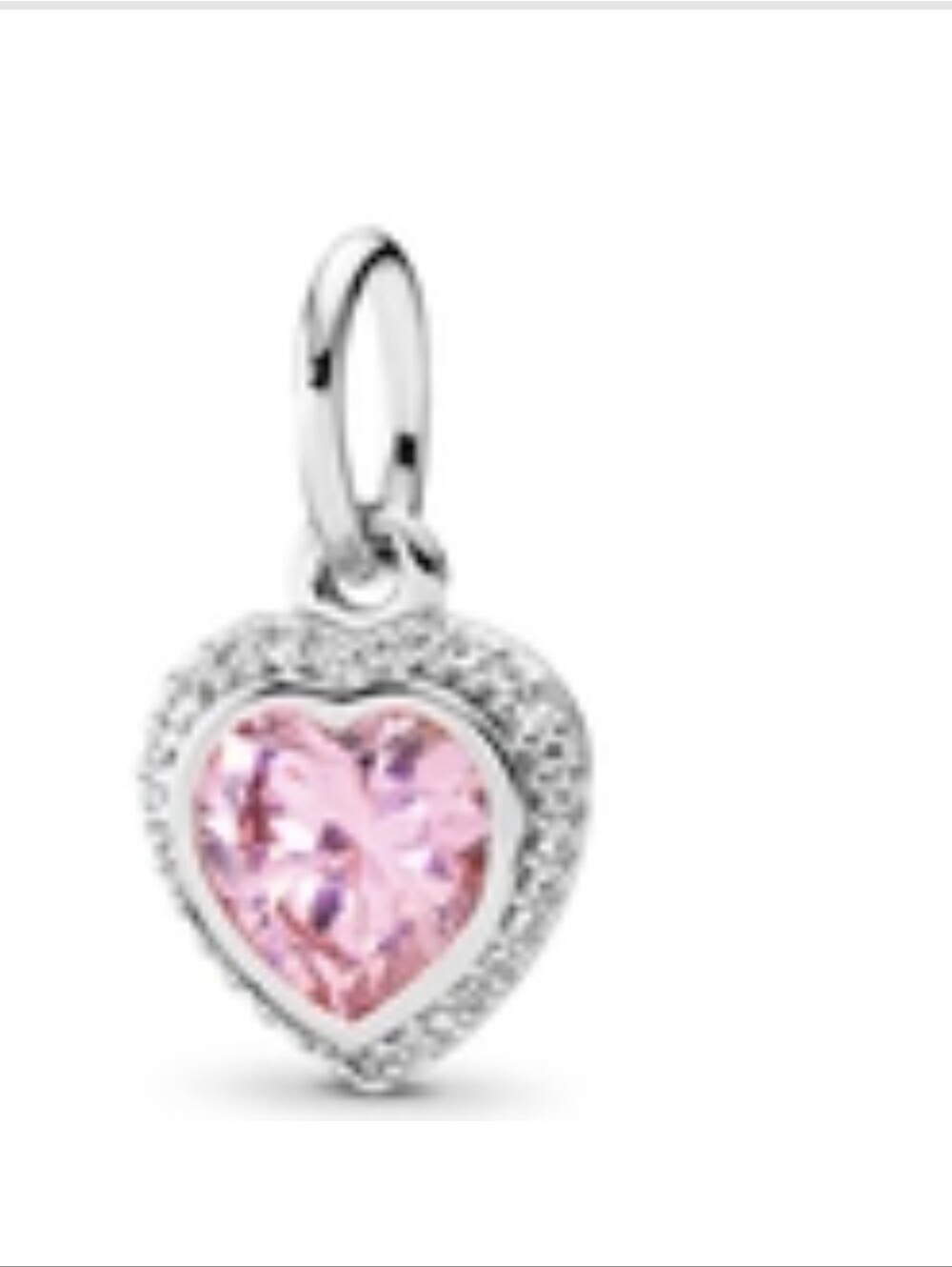 Pink Enamel Rhinestone Heart Charm Bead